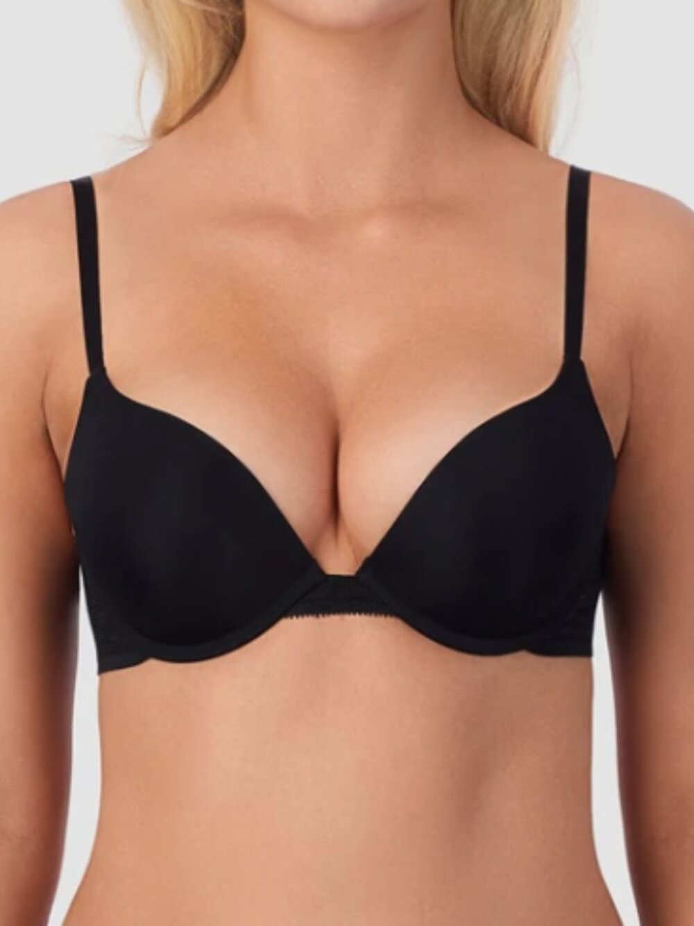 On Gossamer Sleek Micro Push up Bra with Lace NWT in Black Size 32DD
